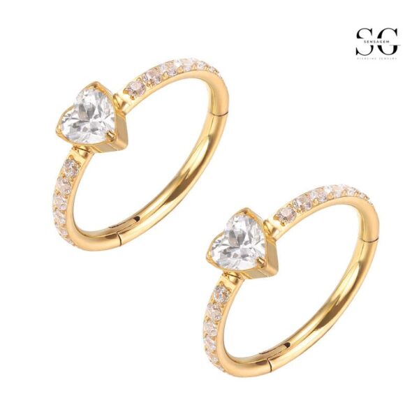 SGYS2030 16g Heart-Shaped 316L Stainless Steel Nose Ring with Zircon - Image 5