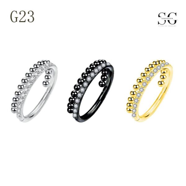 SGYS2031: 16G 316L Stainless Steel Hinged Nose Ring with Side Ball and Zircon Stone - Image 5