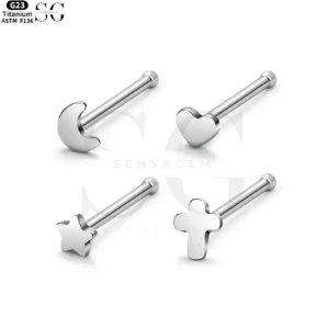 SG4031 F136 Labret filettati in titanio – 5 Forme uniche (Cuore, Luna, Fulmine, Attraverso, Stella)