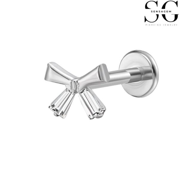 SGYS1061 Internal Thread Labret Studs – F136 Titanium with Zircon Gem