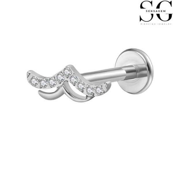 SGYS1062 Internal Thread Gem Labret Stud – F136 Titanium with Eyebrow-Shaped Design