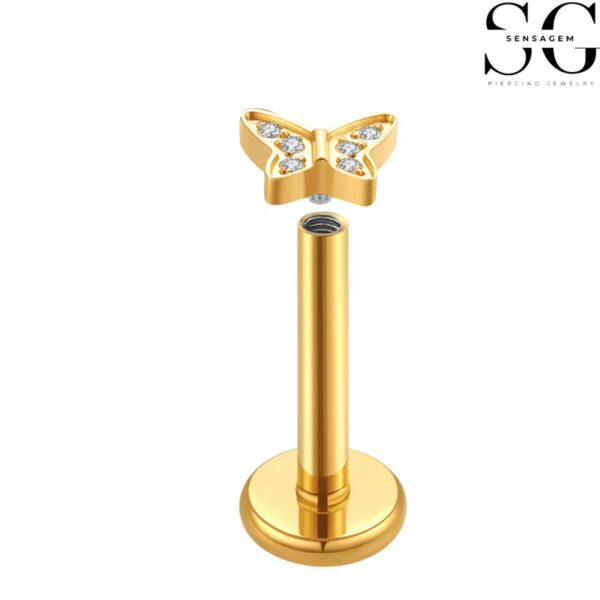 SGYS1065 Internal Thread Labret – F136 Titanium Butterfly Design Body Jewelry - Image 2