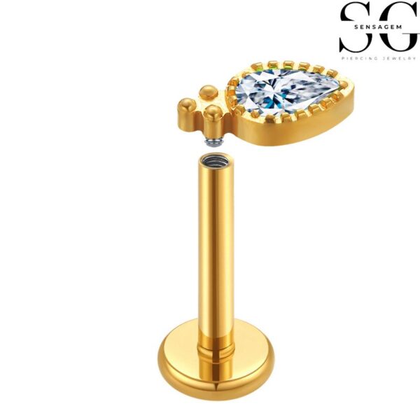 SGYS1070 Internal Thread Labret – F136 Titanium Dangle Design Implant-Grade Jewelry - Image 2