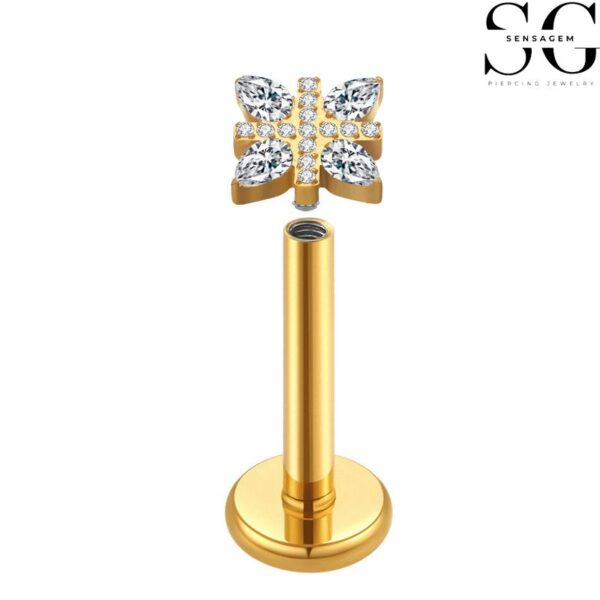 SGYS1071 Wholesale Cross-Shaped Multi-Zircon Flatback Labret – F136 Titanium - Image 2