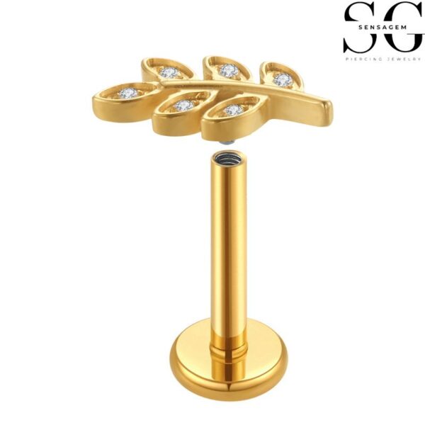 SGYS1072 Tree Branch Design Internal Thread Labret – F136 Titanium - Image 2