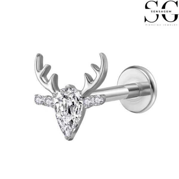 SGYS1077 - Custom Body Piercing Jewelry: Deer Head Internal Thread Labret