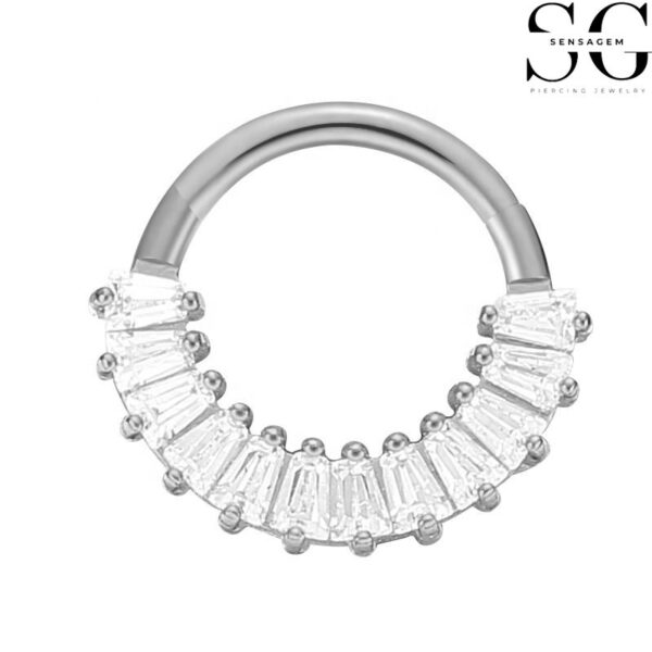 SGYS2006 - F136 Titanium Segment Clicker Ring with Zircon Gemstones for Septum Piercing