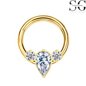 SGYS2021 - Anillo de clics de segmento de titanio F136 con piedras preciosas de circón