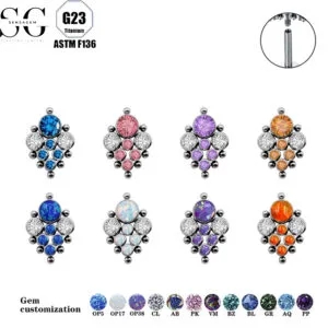 G23 Titanium Threaded Labrets with Zircon or Opal – F136 Implant-Grade Body Piercing Jewelry1