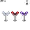 SG4005 Flat Back Labret Nose Stud – F136 Titanium with Tri-Color Zirconia