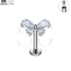 SG4005 Flat Back Labret Nose Stud – F136 Titanium with Tri-Color Zirconia - Image 2
