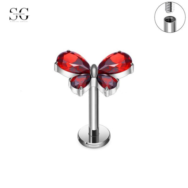 SG4005 Flat Back Labret Nose Stud – F136 Titanium with Tri-Color Zirconia - Image 3