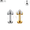 SG4006 Labret Stud Nose Piercing – F136 Titanium with Triple Zirconia and Pearl Design