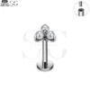 SG4006 Labret Stud Nose Piercing – F136 Titanium with Triple Zirconia and Pearl Design - Image 2