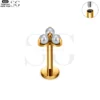 SG4006 Labret Stud Nose Piercing – F136 Titanium with Triple Zirconia and Pearl Design - Image 3