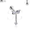 SG4008 Titanium Labret Stud – ASTM-F136 Implant-Grade Bowknot Zirconia Threaded Labret