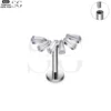 SG4013 Wholesale Body Piercing Jewelry – F136 Titanium Threaded Labret with Six Square Zircon Stones - Image 2