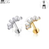 SG4013 Wholesale Body Piercing Jewelry – F136 Titanium Threaded Labret with Six Square Zircon Stones