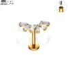 SG4013 Wholesale Body Piercing Jewelry – F136 Titanium Threaded Labret with Six Square Zircon Stones - Image 3