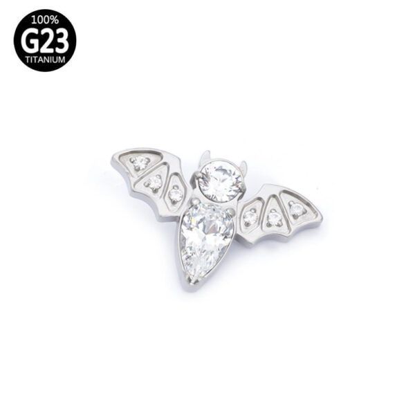 SG4016 F136 Titanium Threaded Labrets – Bee Design with Dual Zircon Stones