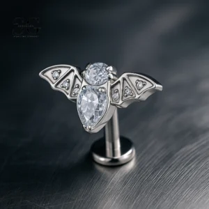 SG4016 F136 Titanium Threaded Labrets – Bee Design with Dual Zircon Stones