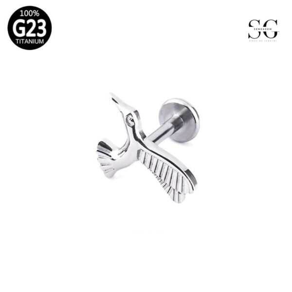 SG4018 F136 Titanium Threaded Labrets – Eagle Shape Implant Grade Lip Piercing Jewelry