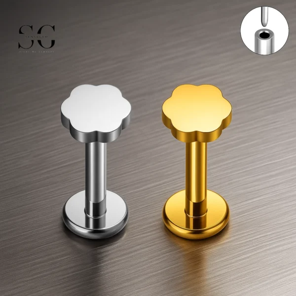 SG4025 - ASTM F136 Titanium Threadless Labret with Beaded Edge Design Wholesale