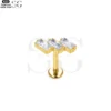 SG4043 F136 Titanium Threaded Labrets with Three Square Zircon Stones – Implant-Grade Piercing Jewelry - Image 2