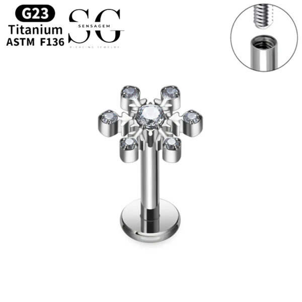 SG4049 F136 Titanium Internally Threaded Labrets with Multicolor Zircon – Implant-Grade Piercing Jewelry - Image 2