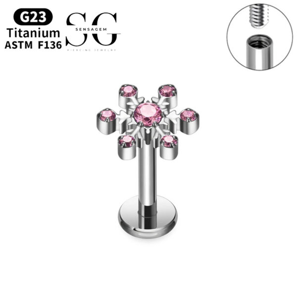 SG4049 F136 Titanium Internally Threaded Labrets with Multicolor Zircon – Implant-Grade Piercing Jewelry - Image 3