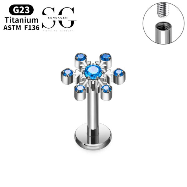 SG4049 F136 Titanium Internally Threaded Labrets with Multicolor Zircon – Implant-Grade Piercing Jewelry - Image 4