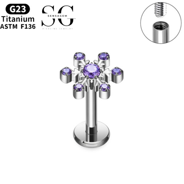 SG4049 F136 Titanium Internally Threaded Labrets with Multicolor Zircon – Implant-Grade Piercing Jewelry - Image 5