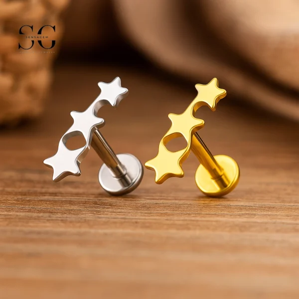 SG4051 - ASTM F136 Titanium Triple Star Labret for Wholesale