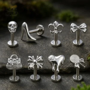 SG4054 F136 Titanium Threaded Labrets – Implant-Grade Jewelry with 8 Unique Designs
