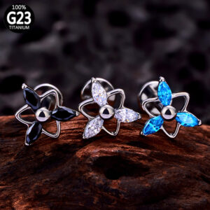 SG4057 F136 Labrets Titanium - Triangular Composite Design με Accents2 Zircon2
