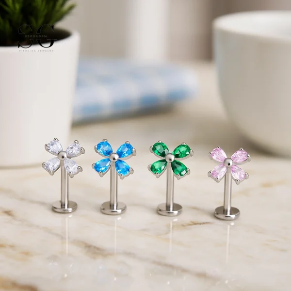 SG4058 - ASTM F136 Titanium Cross Design Labret with Zircon Wholesale