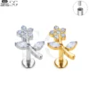 SG4059 F136 Titanium Threaded Labrets – Floral Design with Zircon Accents