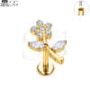 SG4059 F136 Titanium Threaded Labrets – Floral Design with Zircon Accents - Image 3