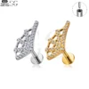 SG4063 F136 Titanium Threaded Labrets with Fan-Shaped Spider Web Design – Lip Piercing Jewelry