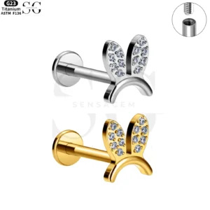 SG4064 F136 Titanium Threaded Labrets with Rabbit Head Design – Titanium Piercing Jewelry