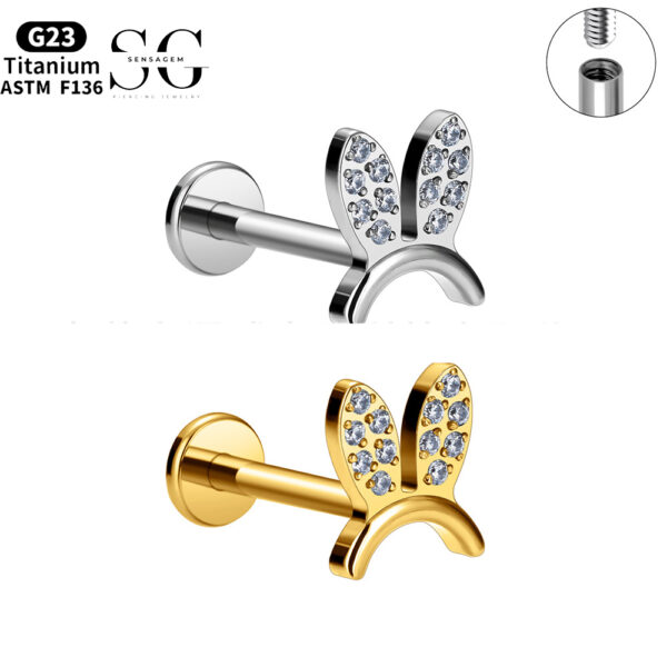 SG4064 F136 Titanium Threaded Labrets with Rabbit Head Design – Titanium Piercing Jewelry