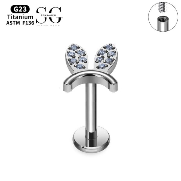 SG4064 F136 Titanium Threaded Labrets with Rabbit Head Design – Titanium Piercing Jewelry - Image 2