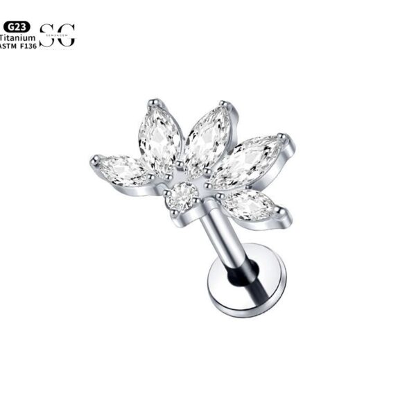 SG4067 F136 Titanium Threaded Labrets with Five-Petal Lotus Design – Premium Piercing Jewelry - Image 3