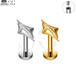 SG4076 F136 Titanium Threaded Labrets with Star-Themed Designs – Implant-Grade Piercing Jewelry