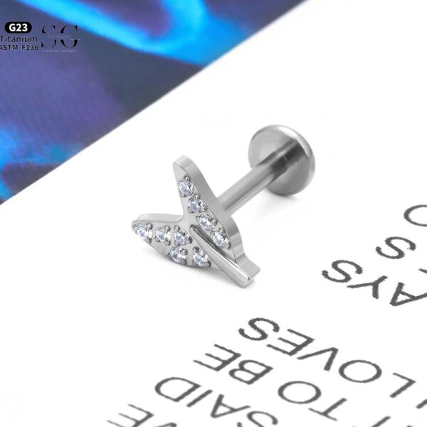 SG4085 F136 Titanium Threaded Labrets with White Zircon – Implant-Grade Piercing Jewelry - Image 3