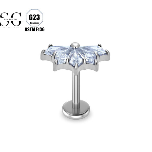 SG4090 F136 Titanium Threaded Labrets with Large Zircon – Multi-Color Options for Premium Piercing Jewelry - Image 3