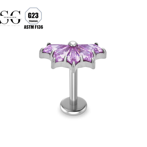 SG4090 F136 Titanium Threaded Labrets with Large Zircon – Multi-Color Options for Premium Piercing Jewelry - Image 4