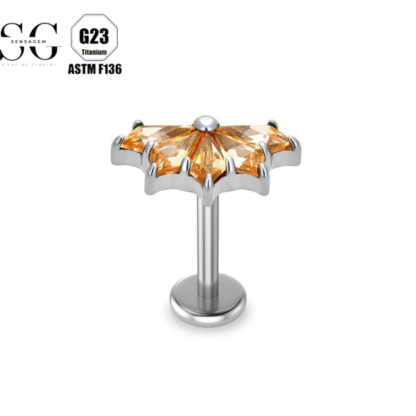 SG4090 F136 Titanium Threaded Labrets with Large Zircon – Multi-Color Options for Premium Piercing Jewelry - Image 5