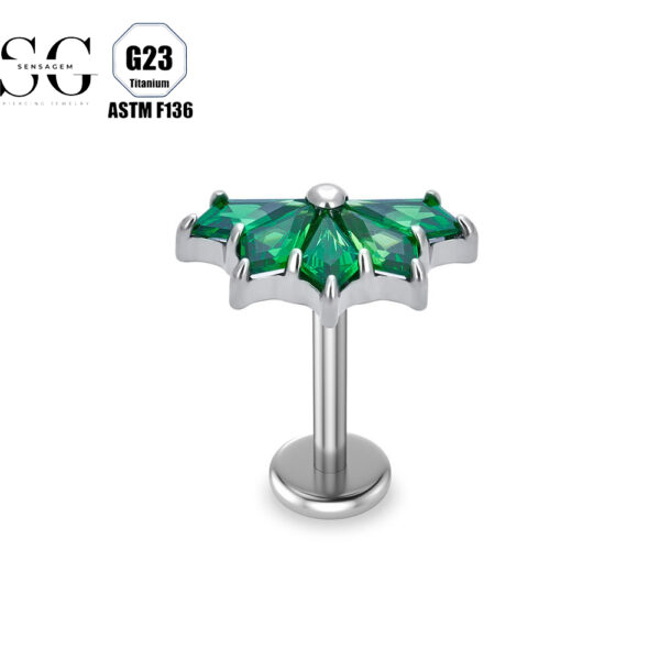 SG4090 F136 Titanium Threaded Labrets with Large Zircon – Multi-Color Options for Premium Piercing Jewelry