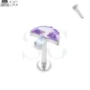 SG4095 F136 Titanium Threaded Labrets with Zircon Mushroom Design – Best Piercing Jewelry - Image 3